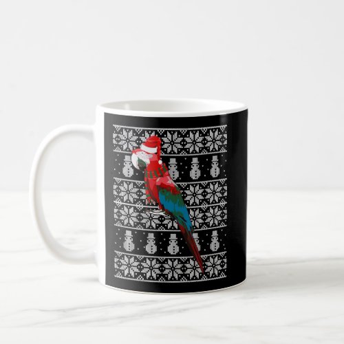 Bird Xmas Santa Hat Scarlet Macaw Ugly Christmas Coffee Mug