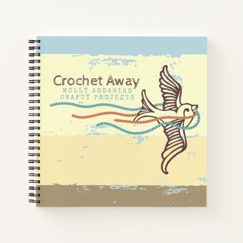 Bird yarn crochet knitter knitting personalized notebook