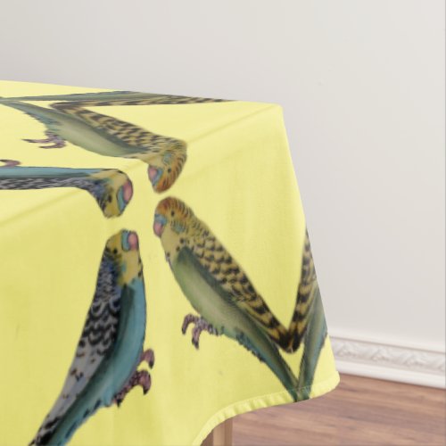 Bird Yellow Blue Green Budgie Parakeet Fun Pattern Tablecloth
