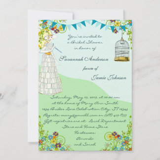 Birdcage Bunting Garden Bridal Shower Invitations