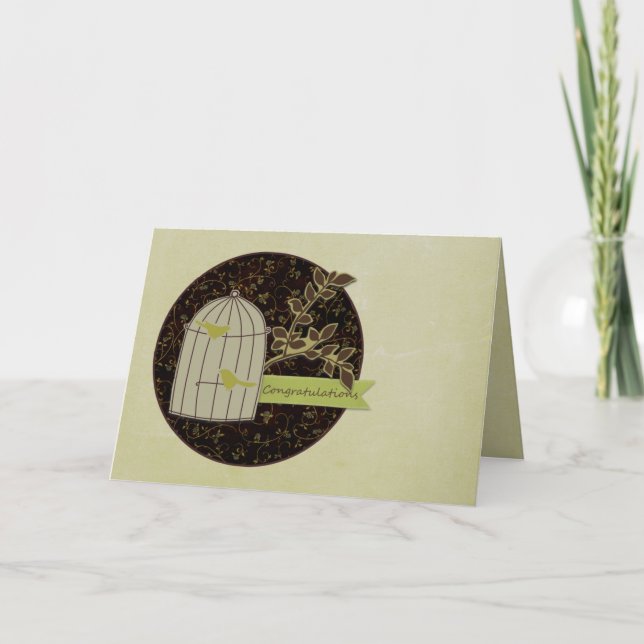 Birdcage Congratulations Note Card (Front)