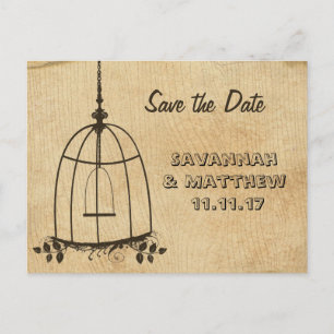 Birdcage Save the Date Announcement Postcard