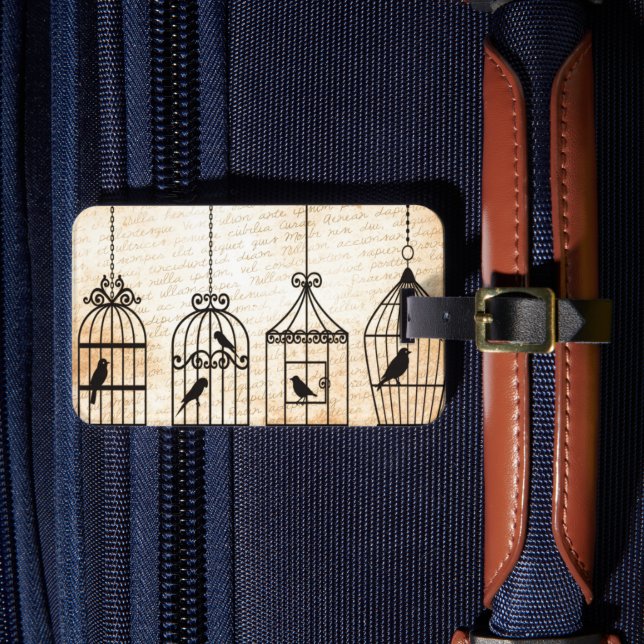 Birdcage Silhouettes Luggage Tag (Front Insitu 4)