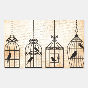 Birdcage Silhouettes Rectangular Sticker