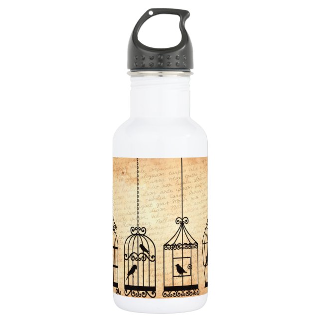 Birdcage Silhouettes Stainless Steel Water Bottle (Front)