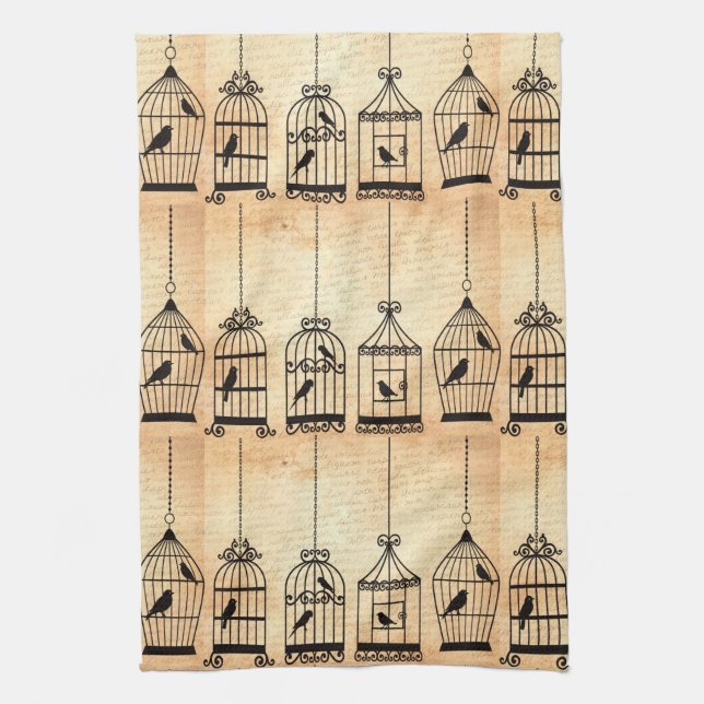 Birdcage Silhouettes Towel (Vertical)