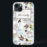 Birdcages Pattern Personalized iPad Mini Case<br><div class="desc">Customizable iPad mini case featuring birdcages and flowers design. Other colors and similar items are available.</div>