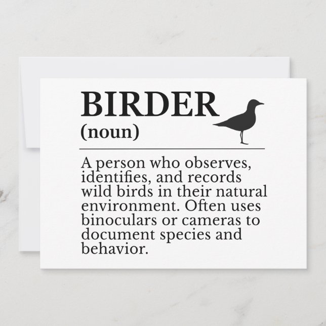 Birder definition - wild bird observer invitation (Front)
