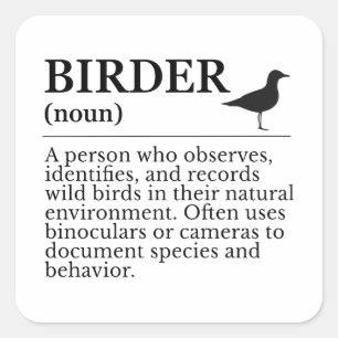 Birder definition - wild bird observer square sticker