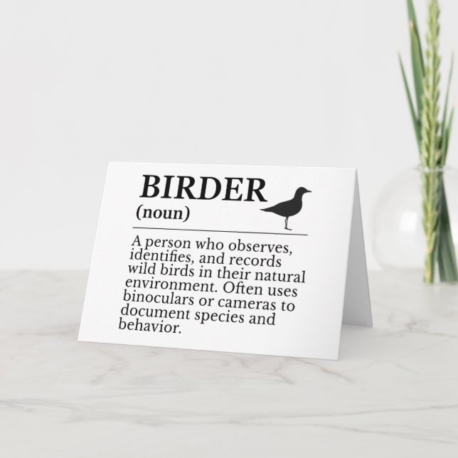 Birder definition - wild bird observer thank you card (Front)