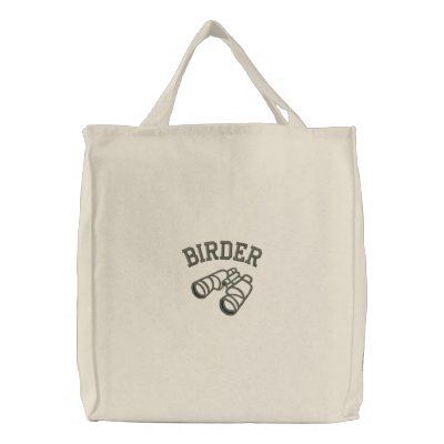 Birder with Binoculars Embroidered Tote Bag