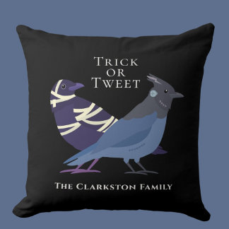Birders Halloween Decor Trick or Tweet Throw Pillow