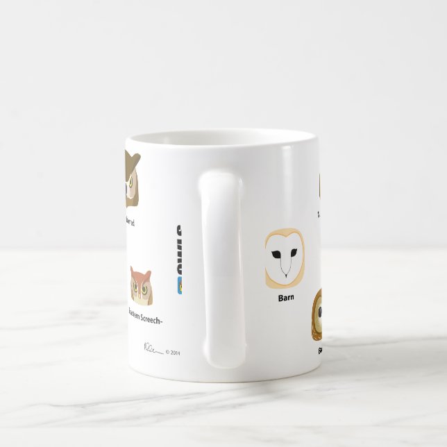 BirdFace Owl Mug (with labels) (Handle)