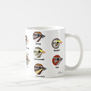 BirdFace Sparrows Mug (with labels)
