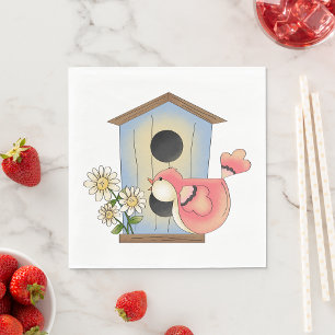 Birdhouse and Bird Napkins