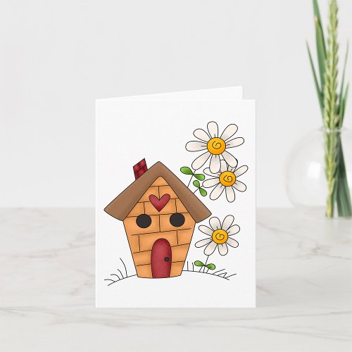 Birdhouse And Flowers Card