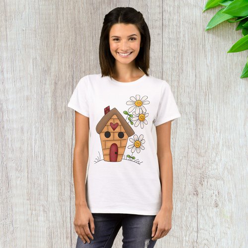 Birdhouse And Flowers T_Shirt