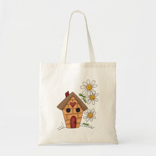 Birdhouse And Flowers Tote Bag