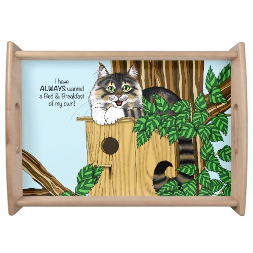 Birdhouse Bed Breakfast Cat Serving Tray