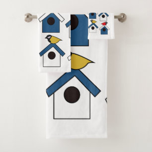 Birdhouse Bird House Colorful Birds Birdhouse Bath Towel Set