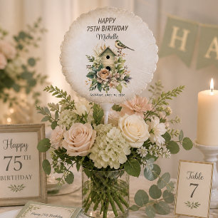Birdhouse Botanical Nature 75th Birthday Balloon