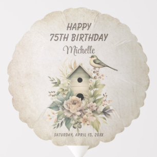 Birdhouse Botanical Nature 75th Birthday Balloon
