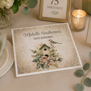 Birdhouse Botanical Nature 75th Birthday  Napkins