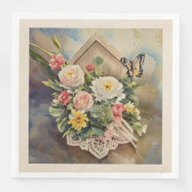 Birdhouse Bouquet - Paper Napkin