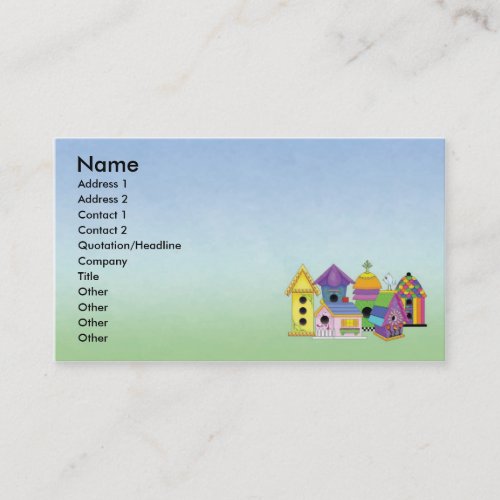 Birdhouse Cluster  Business Card with Background