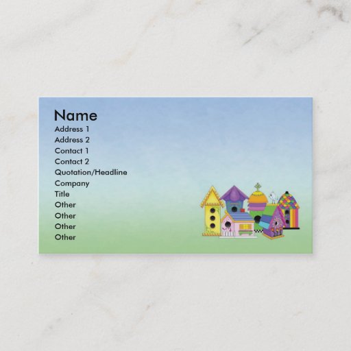 Customizable Birdhouse Cluster  Business Card with Background