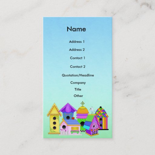 Customizable Birdhouse Cluster Business Card with Background