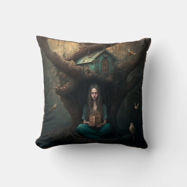 Birdhouse Dreams Throw Pillow (Front)