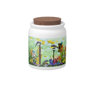 Birdhouse Flower Garden Candy Jar