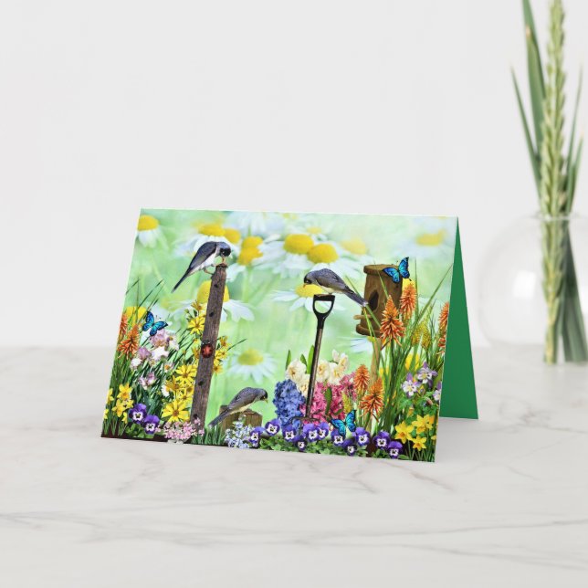 Birdhouse Flower Garden Card (Front)