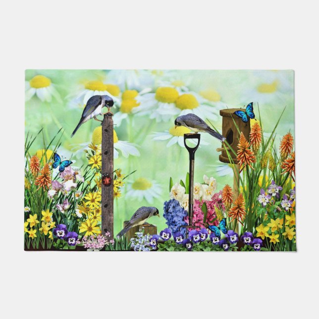 Birdhouse Flower Garden Doormat (Front)