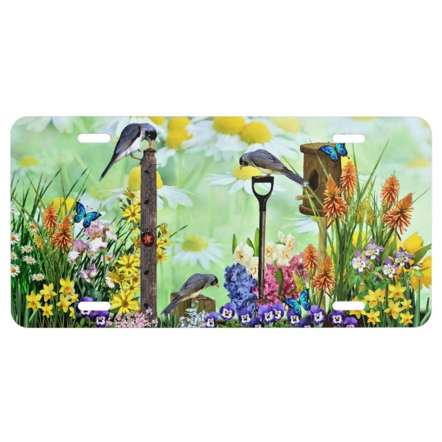Birdhouse Flower Garden License Plate (Front)