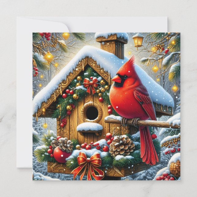 Birdhouse Holiday Greeting Card (Front)