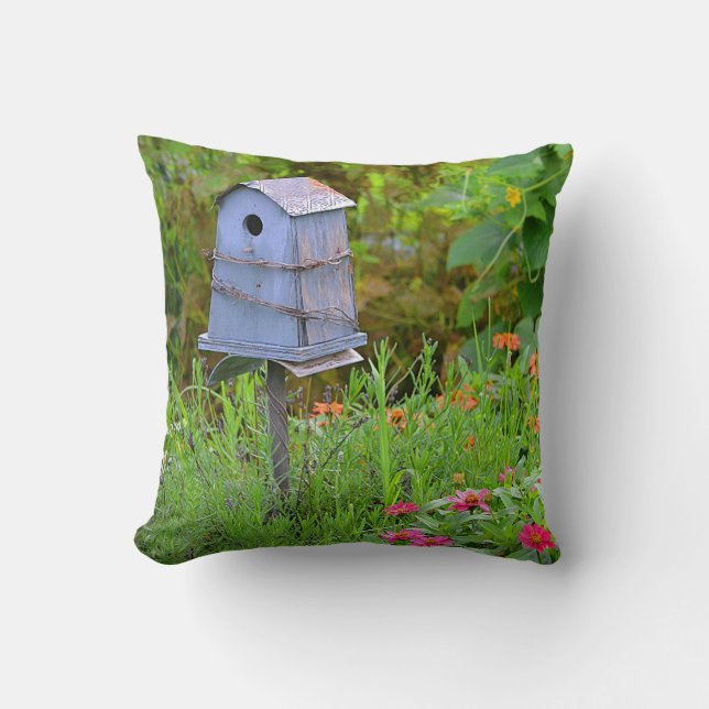 Birdhouse in the Garden Pillow (Front)