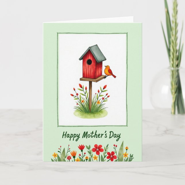 Birdhouse Mothers Day Art Card (Front)