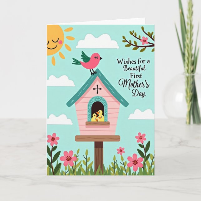 Birdhouse Mothers Day Scene Card (Front)