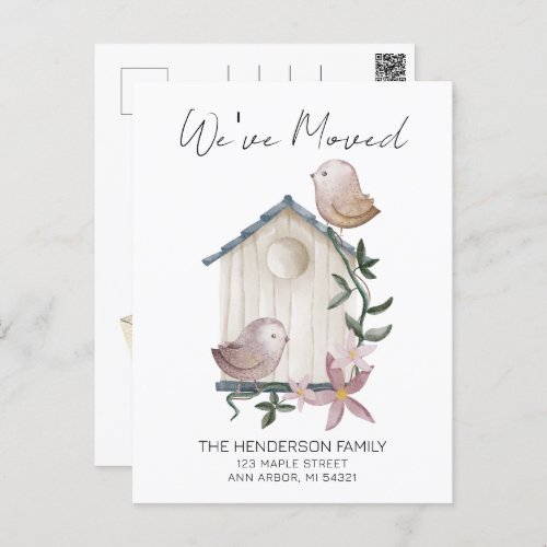Birdhouse New Home Moving Announcement Postcard