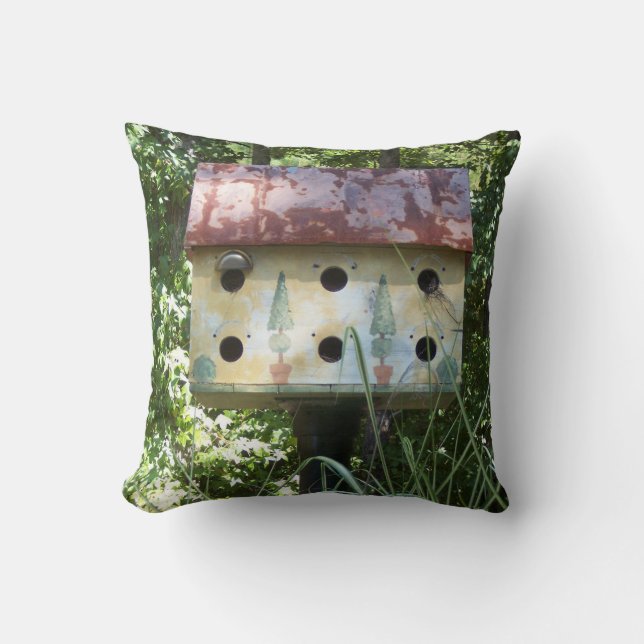 Birdhouse Throw Pillow (Front)