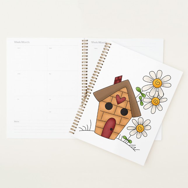 Birdhouse with Daisies and Heart Folk Art Planner (Creator Uploaded)