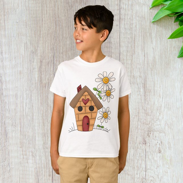 Birdhouse with Daisies and Heart Folk Art T-Shirt (Creator Uploaded)
