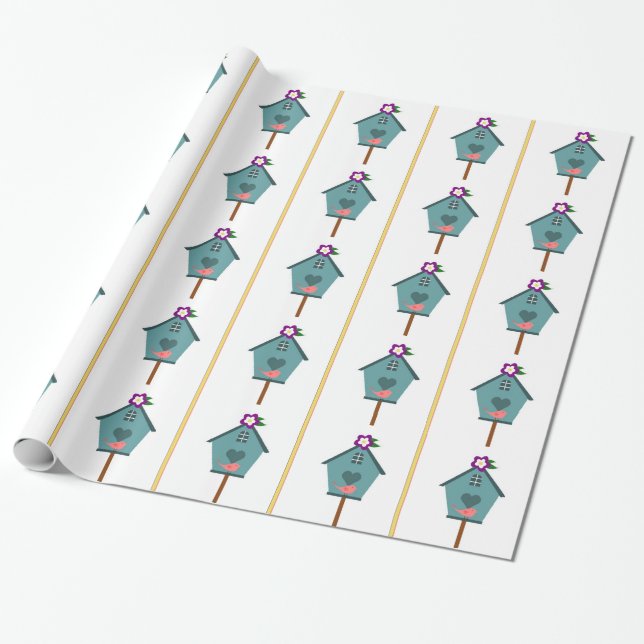 Birdhouse Wrapping Paper (Unrolled)