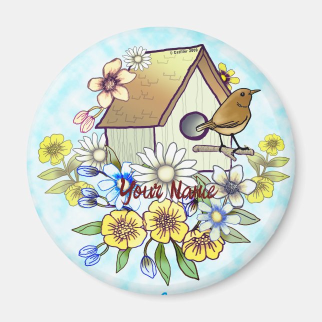 Birdhouse Wren Magnet (Front)