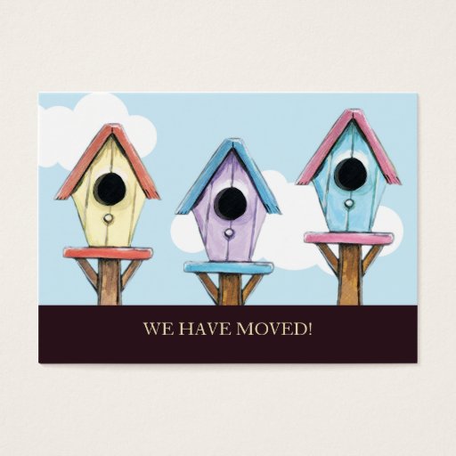 Customizable Birdhouses | We Have Moved Mini Announcement Business Card Templates
