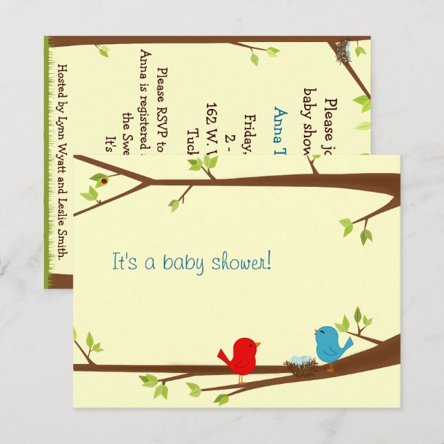 Birdie Baby Shower Invitation (Front/Back)