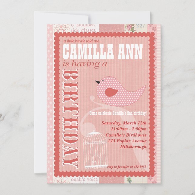 Birdie Birthday Party Invitation (Front)