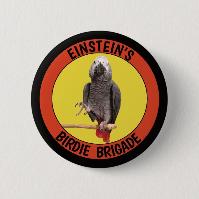 Birdie Brigade Congo African Grey Parrot Button (Front)